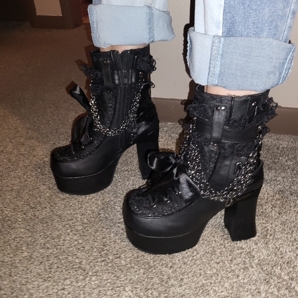 Boots with Chains by Demonica - Picture 2 of 9